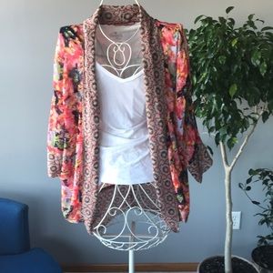 Colorful Kimono Sheer Jacket Sz M